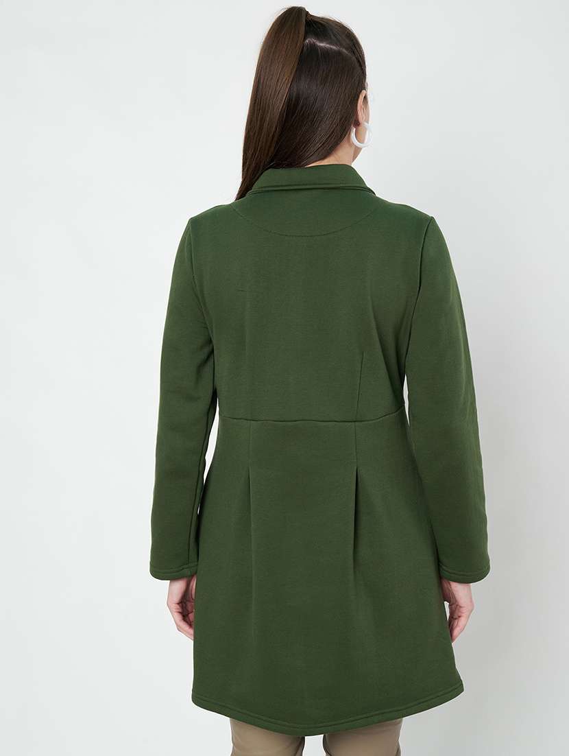 women solid long sleeves regular coat - 21741987 -  Standard Image - 2