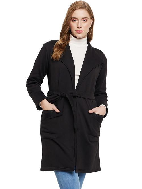 women solid long sleeves regular coat - 21741991 - Standard Image - 0