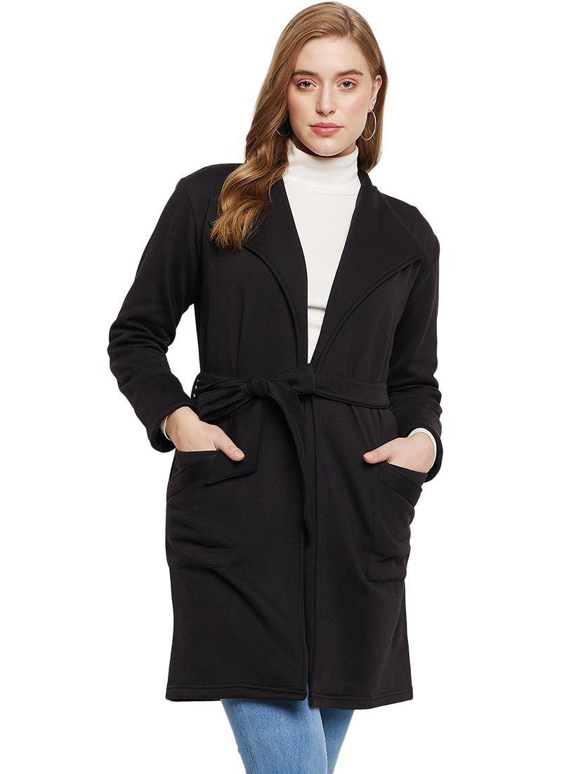 women solid long sleeves regular coat - 21741991 - Zoom Image - 0