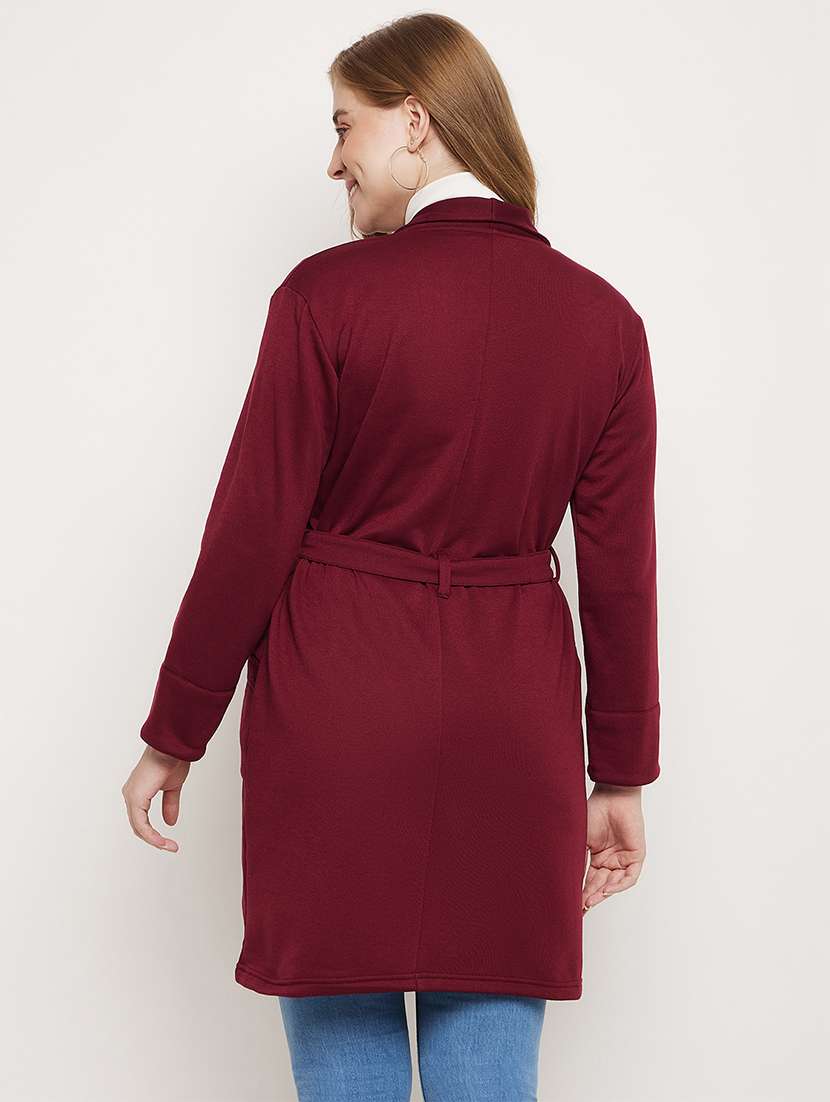 women solid long sleeves regular coat - 21741992 -  Standard Image - 2