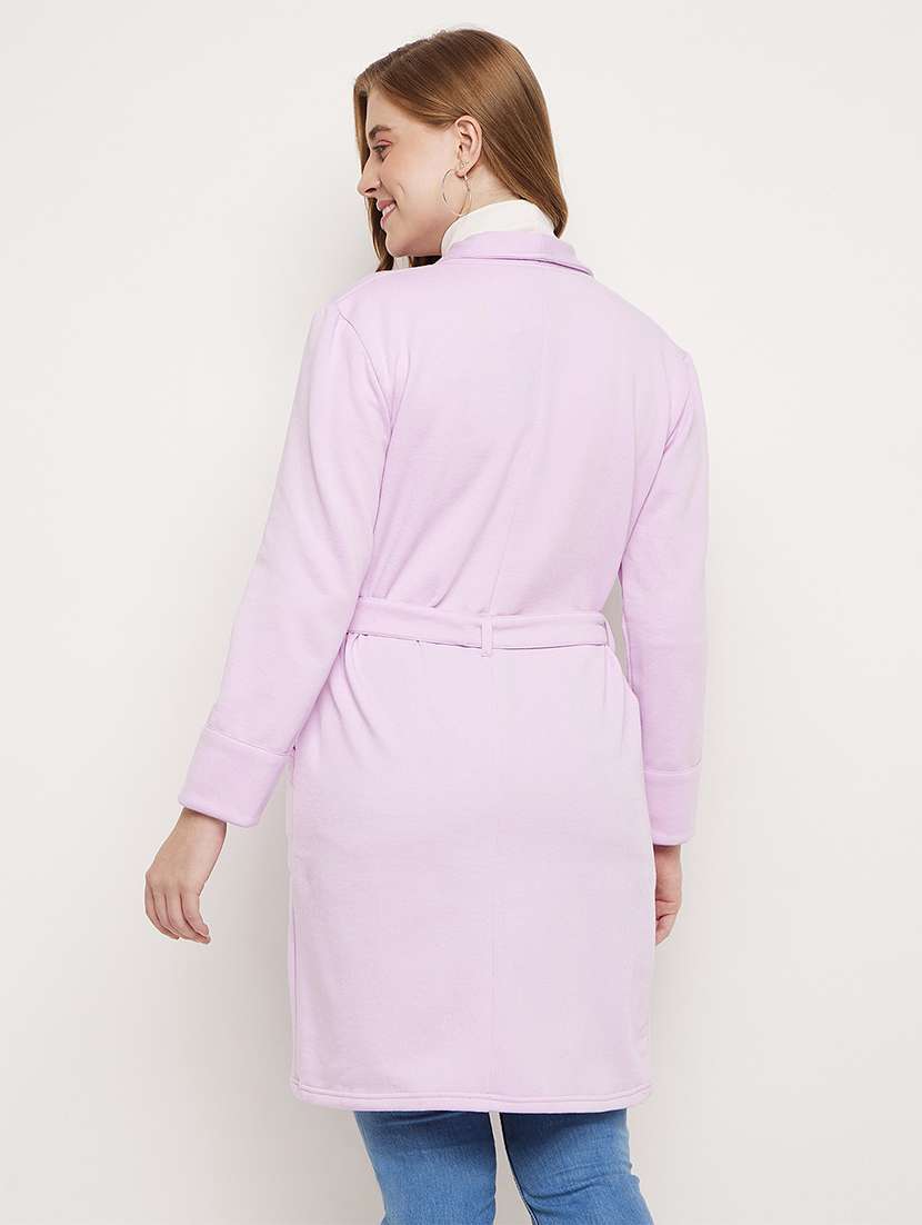 women solid long sleeves regular coat - 21741994 -  Standard Image - 2