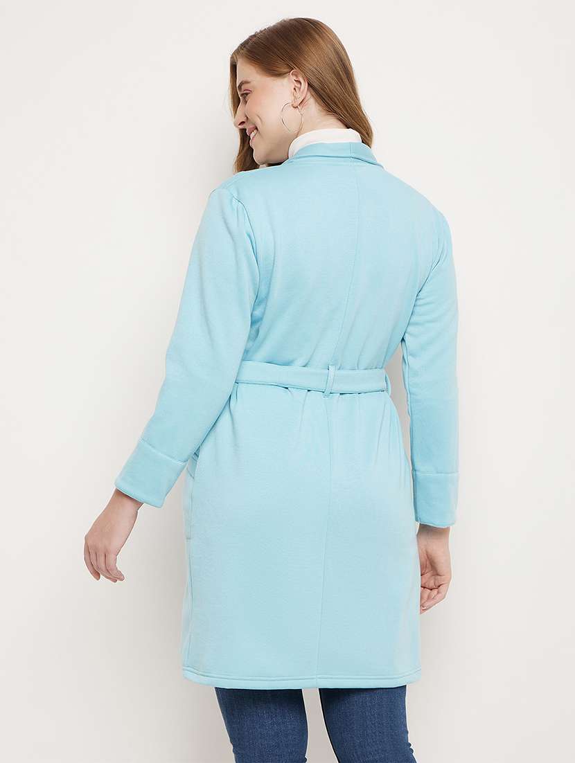 women solid long sleeves regular coat - 21741998 -  Standard Image - 2