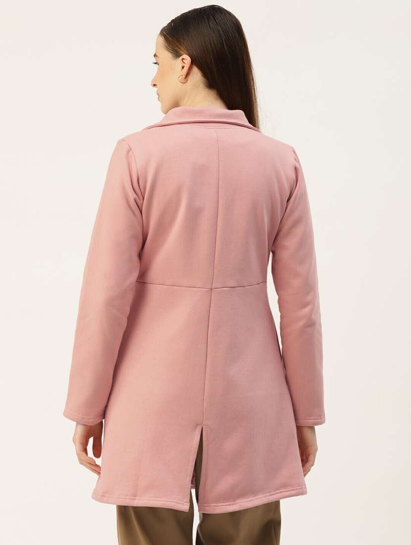 women solid long sleeves regular coat - 21742000 -  Standard Image - 2