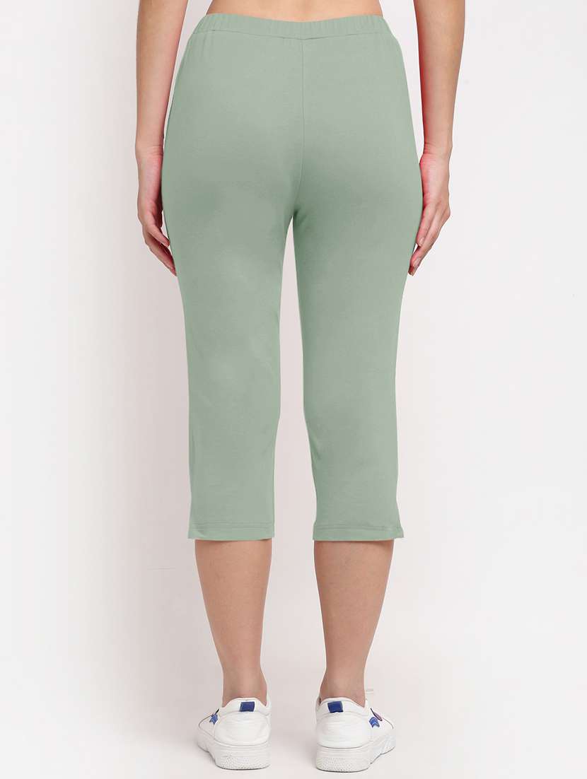 women solid mid rise slim fit capri - 21742011 - Standard Image - 2