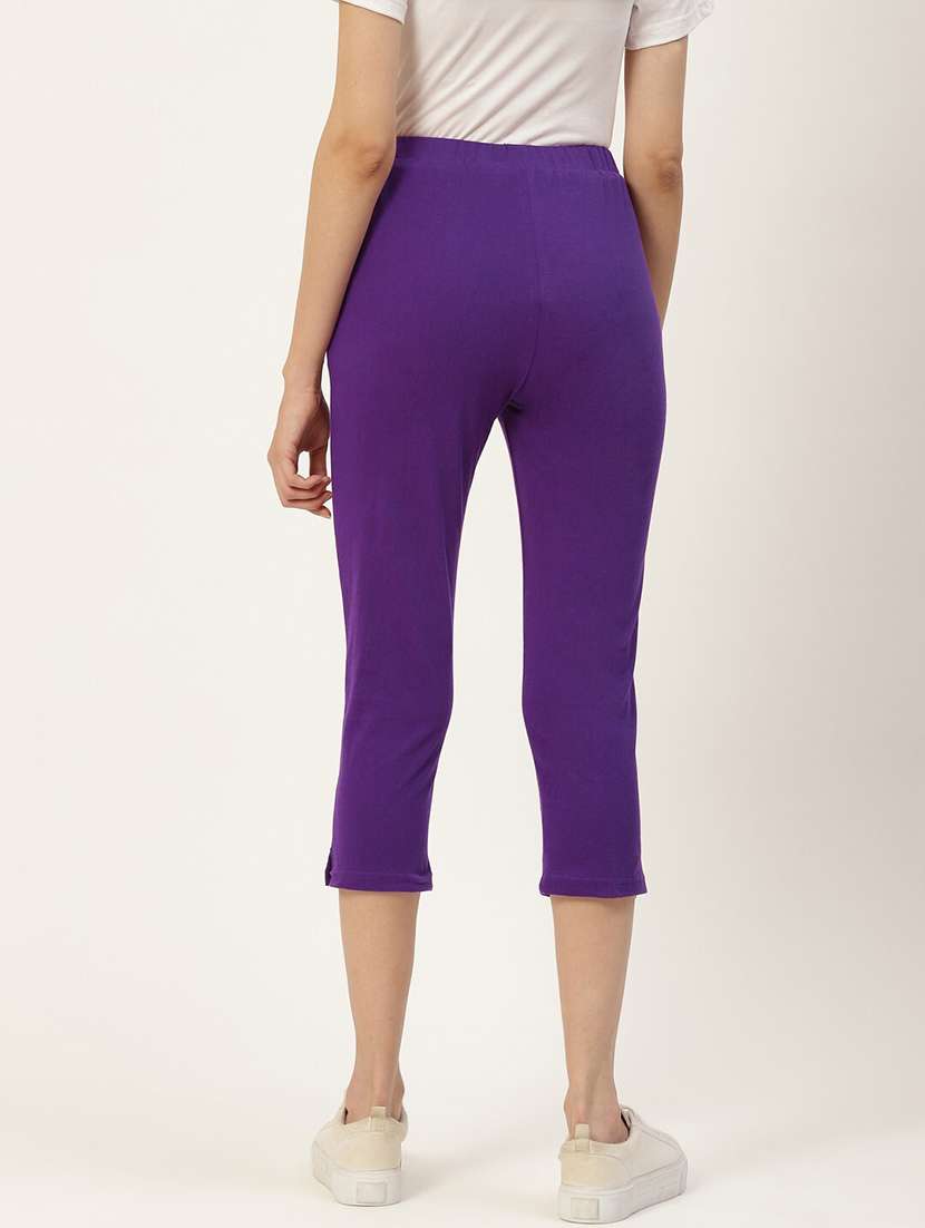 women solid mid rise slim fit capri - 21742014 -  Standard Image - 2