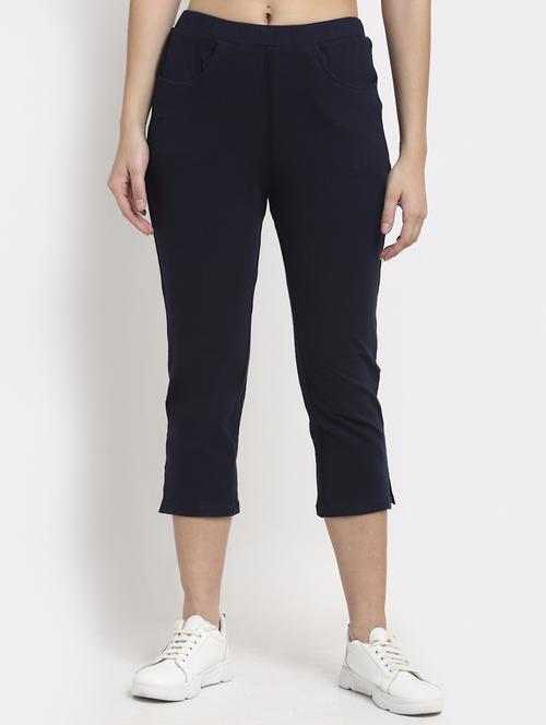 women solid mid rise slim fit capri - 21742023 - Standard Image - 0