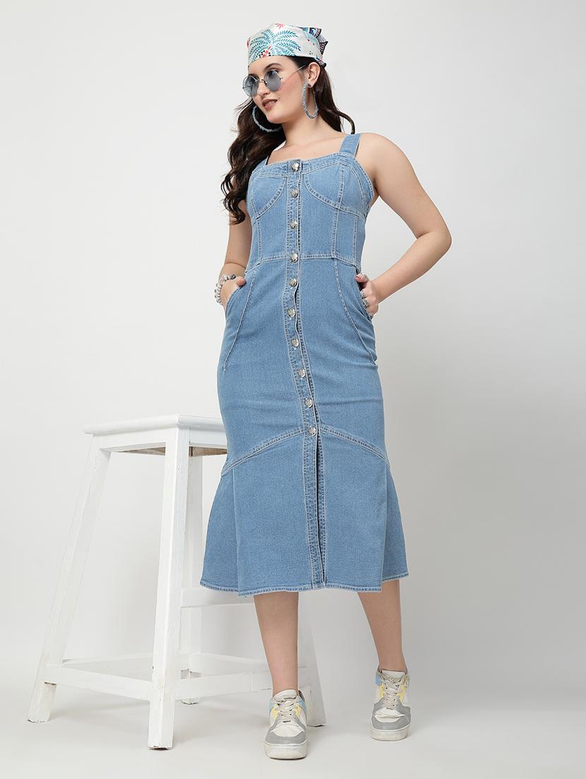 women solid shoulder strap shoulder  a-line dress