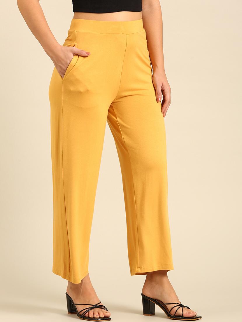 women solid high rise wide leg trouser - 21742147 - Standard Image - 2