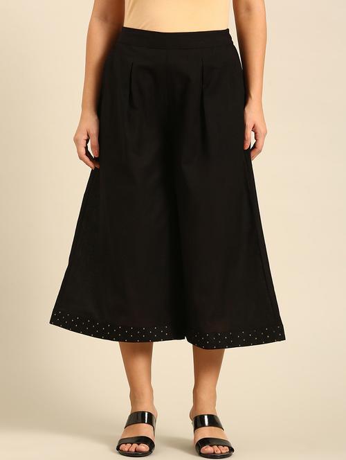 women solid high rise culottes - 21742151 - Standard Image - 0