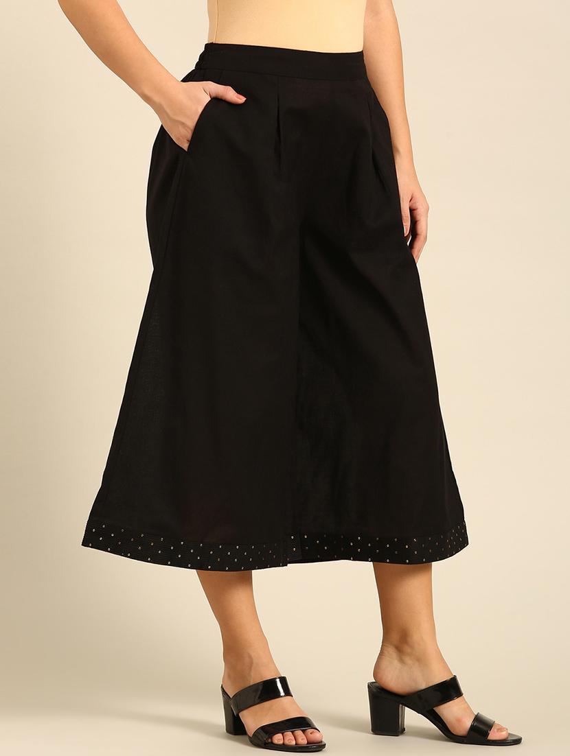 women solid high rise culottes - 21742151 - Standard Image - 2
