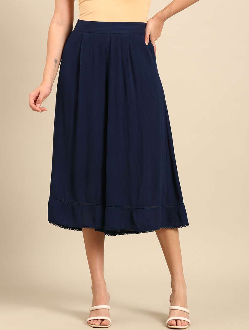women solid high rise culottes 