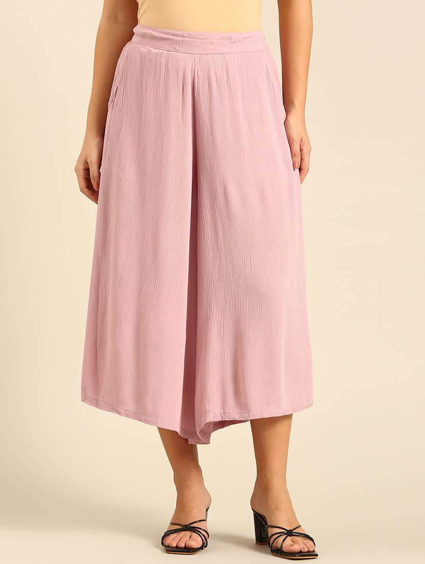 women solid high rise culottes 