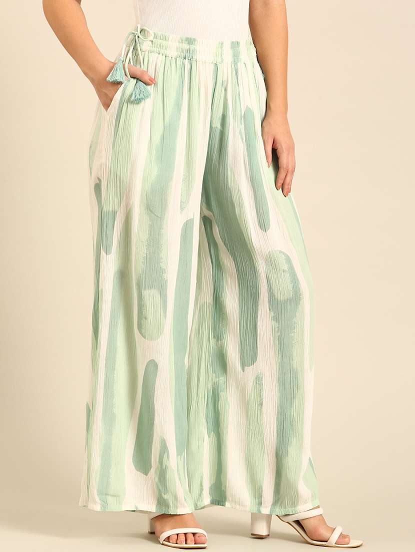 women printed high rise wide leg trouser - 21742166 -  Standard Image - 2