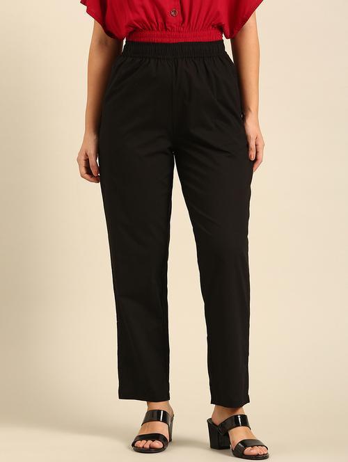 women solid high rise straight pant - 21742176 - Standard Image - 0