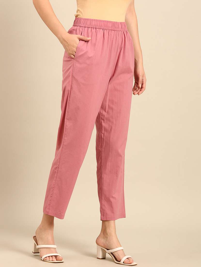women solid mid rise straight pant - 21742179 -  Standard Image - 2