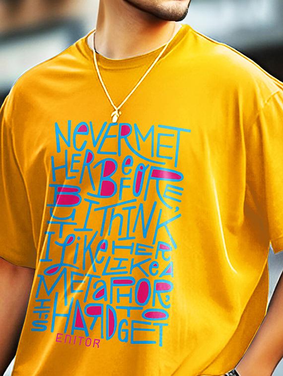 men typographic front print round neck oversized t-shirt - 21742217 - Standard Image - 2