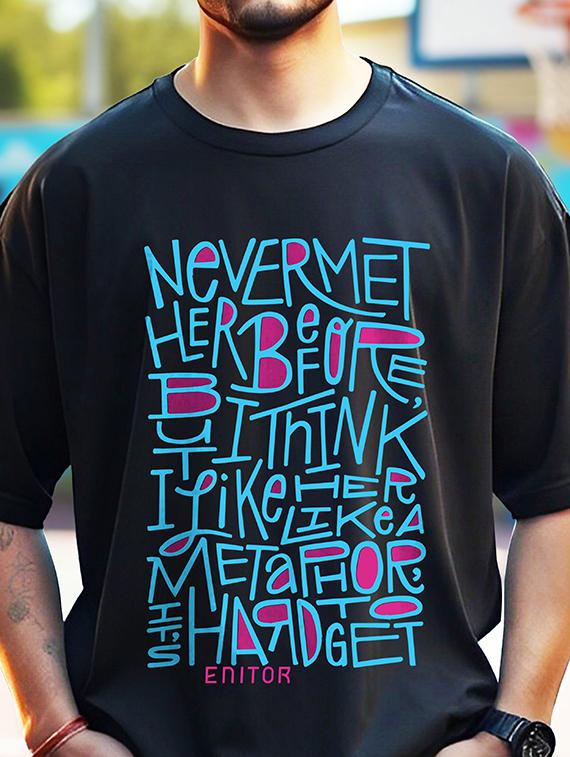 men typographic front print round neck oversized t-shirt - 21742218 - Standard Image - 2