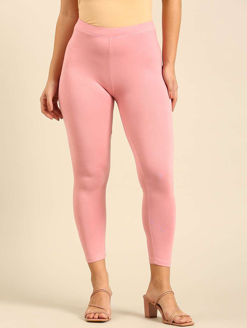 women solid mid rise  ankle length legging