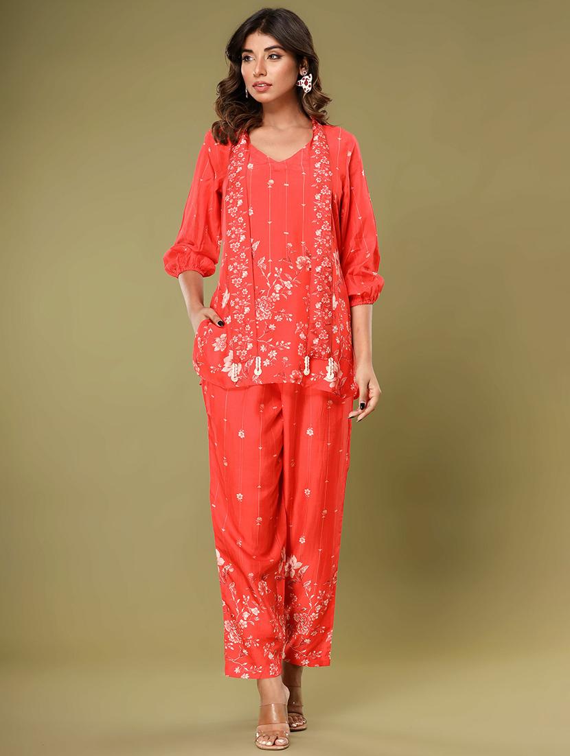 women floral top & trouser co-ord set - 21742266 - Zoom Image - 0