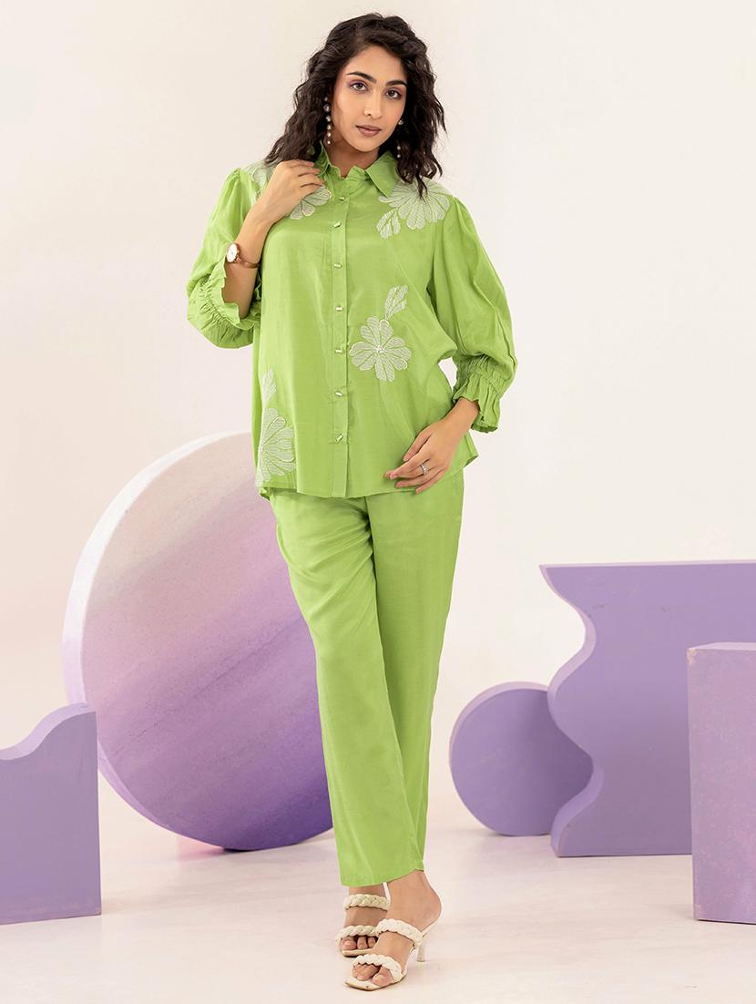 women embroidered shirt and trouser co-ord sets - 21742295 - Zoom Image - 0