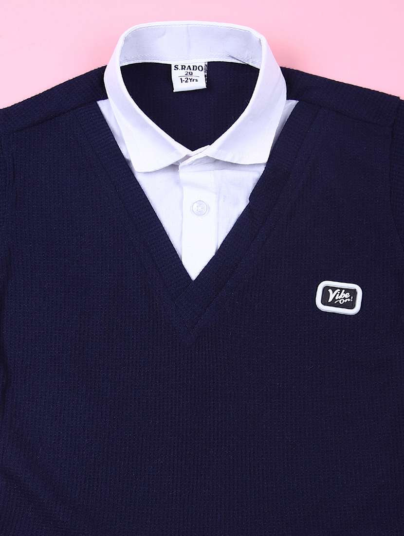 boys navy blue solid t-shirt and short set - 21742410 -  Standard Image - 2