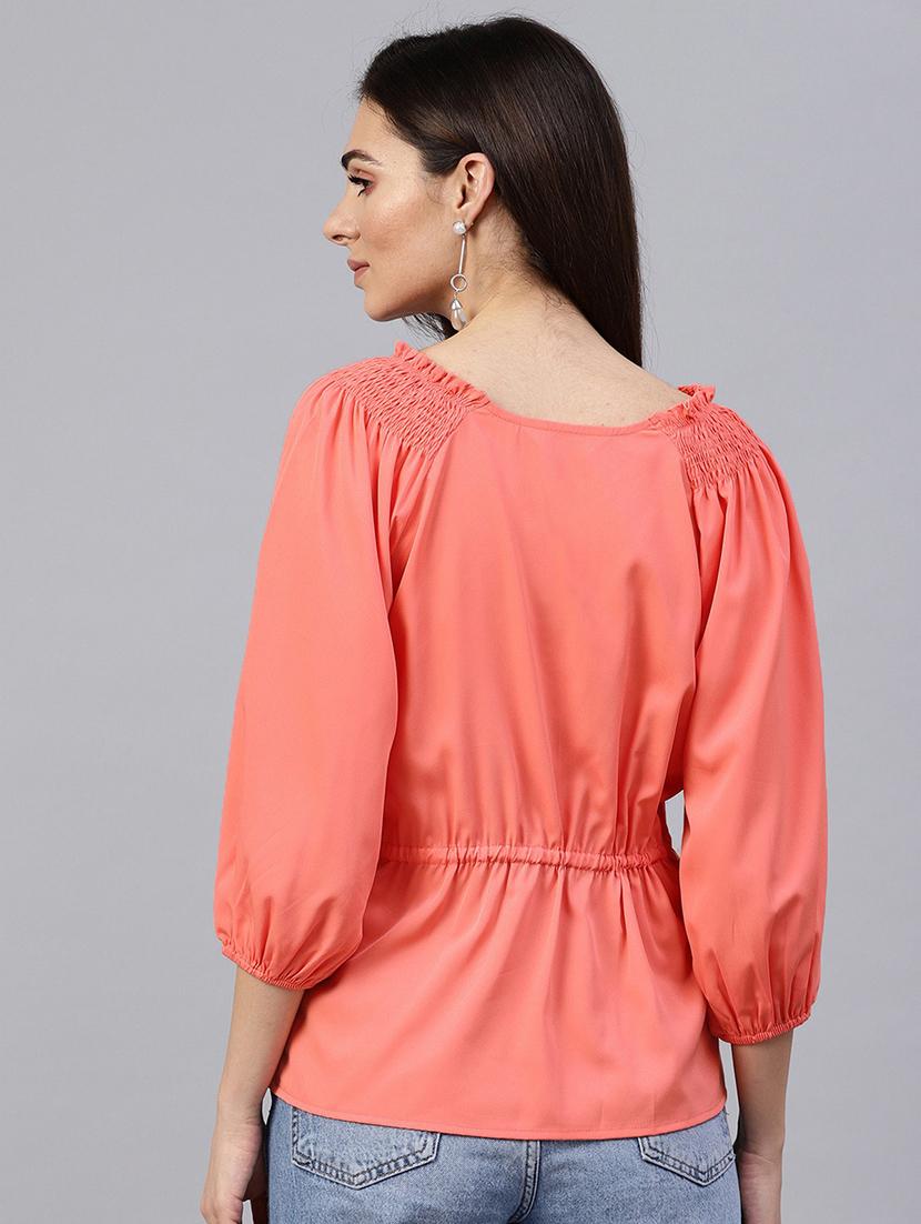 women solid three quarter sleeve top - 21742513 - Standard Image - 2