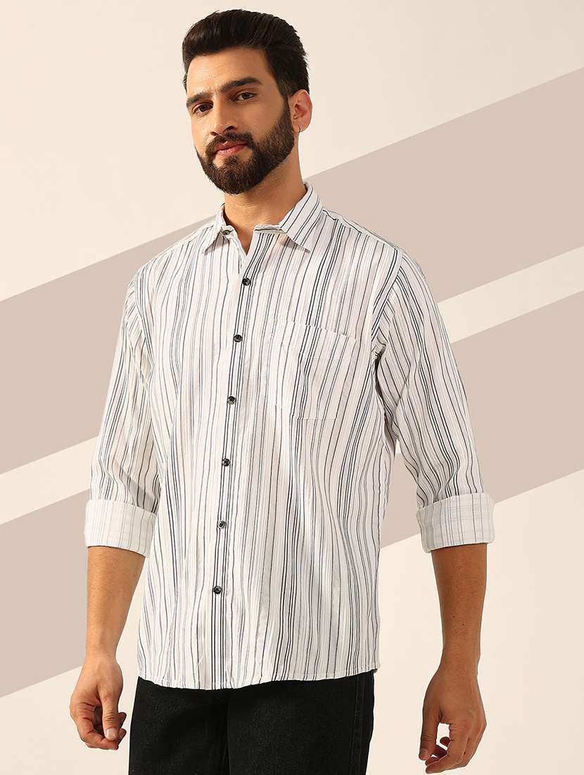 men long sleeves striped casual shirt