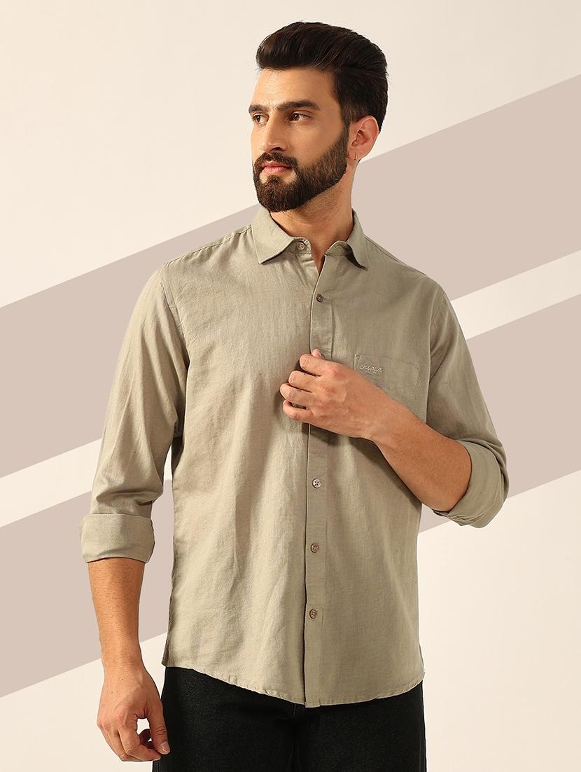 men long sleeves solid casual shirt - 21742565 - Zoom Image - 0