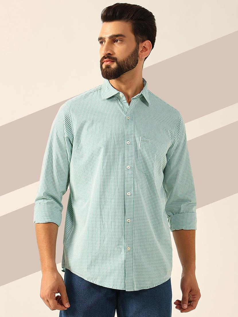 men long sleeves checkered casual shirt - 21742577 - Zoom Image - 0