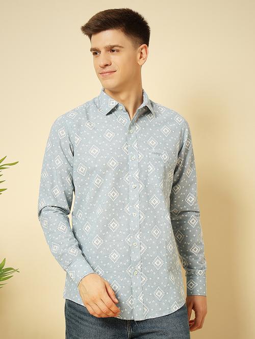 men long sleeves printed casual shirt - 21742585 -  Standard Image - 0