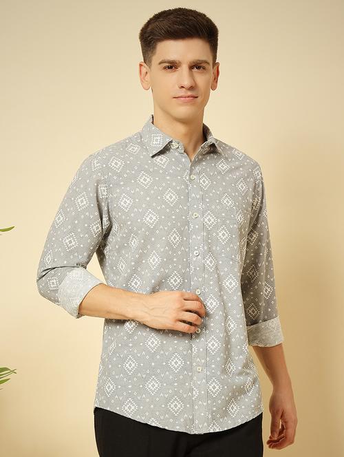 men long sleeves printed casual shirt - 21742586 -  Standard Image - 0