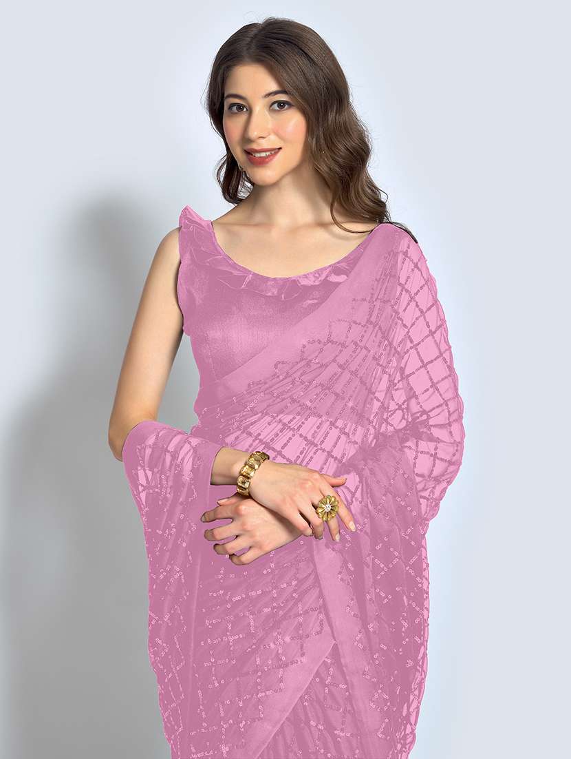 women sequined detailed party wear saree with blouse - 21742609 -  Standard Image - 2