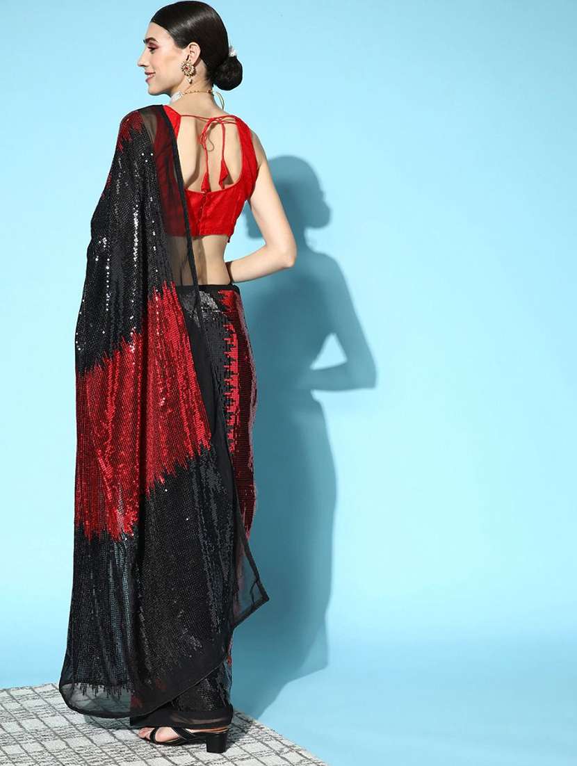 women red sequin work party wear saree with blouse - 21742617 -  Standard Image - 2