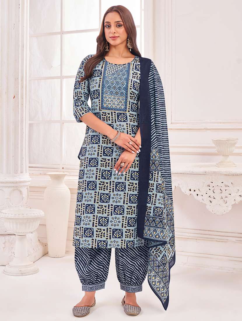 women printed kurta salwar with dupatta set