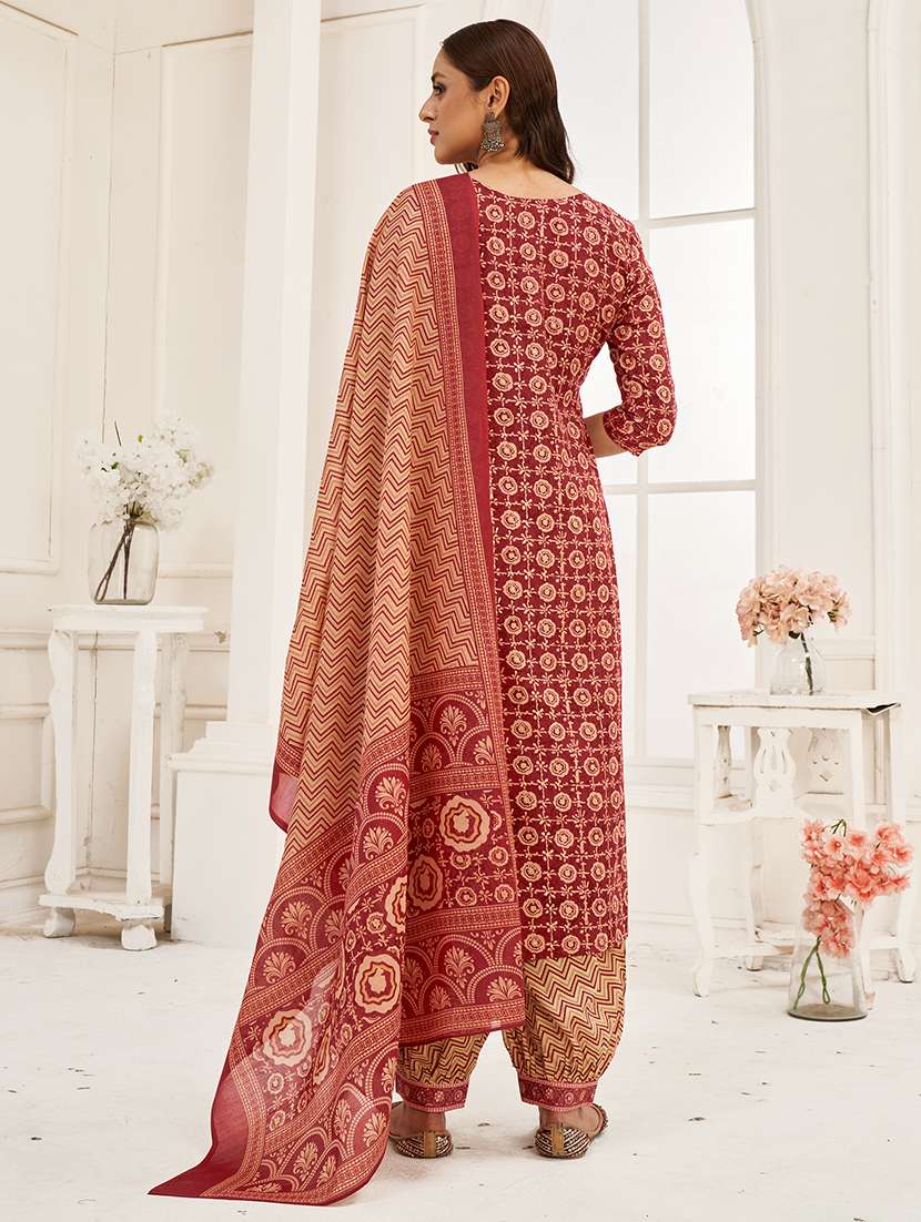 women printed kurta salwar with dupatta set - 21742690 - Standard Image - 2