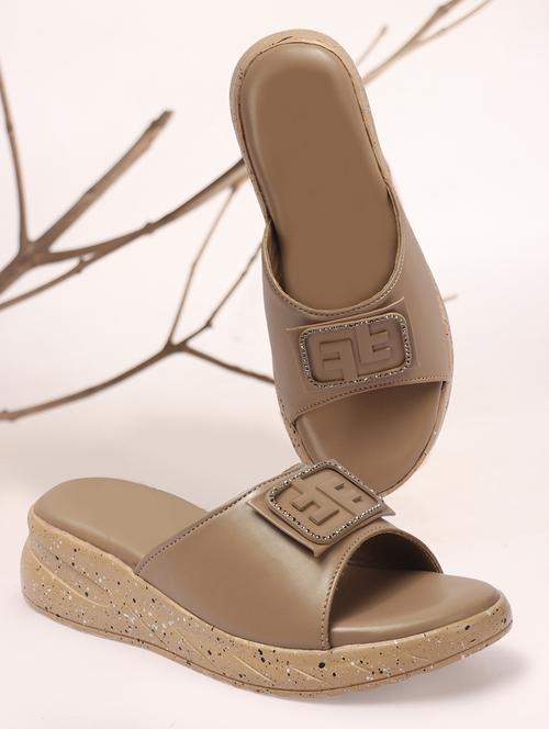 women beige slip on wedge - 21742747 -  Standard Image - 0