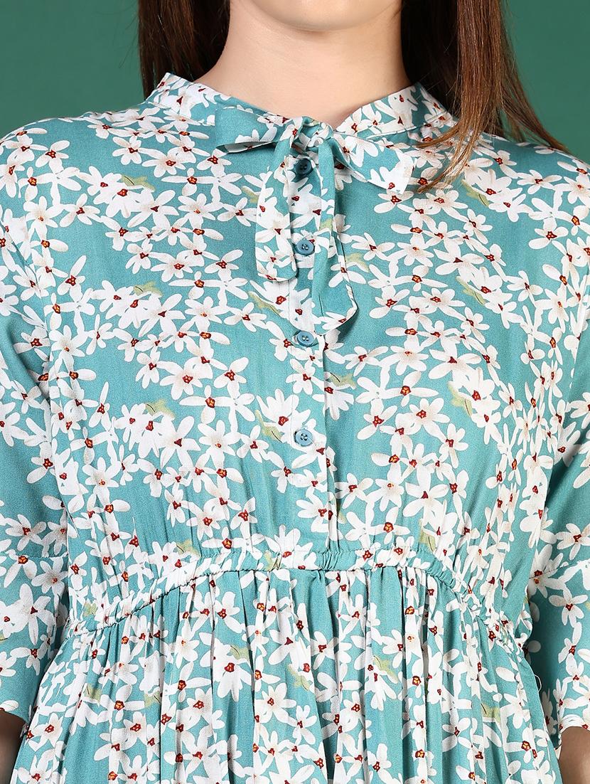 women floral print bell sleeve fit & flare dress - 21742811 - Standard Image - 2