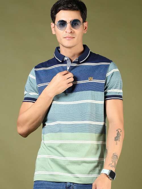 men striped short sleeve regular fit polo t-shirt