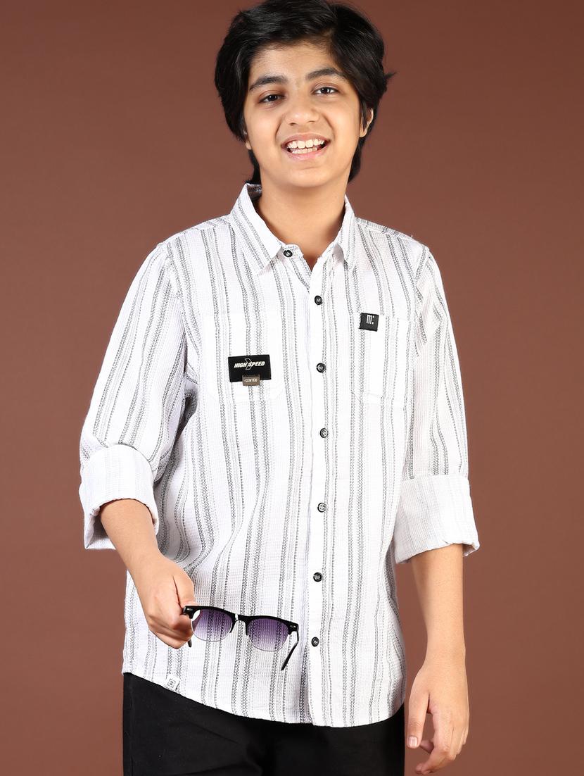 boys striped collared casual shirt