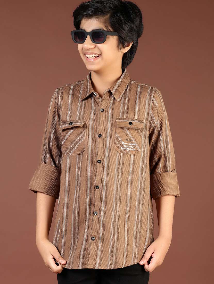 boys striped collared casual shirt