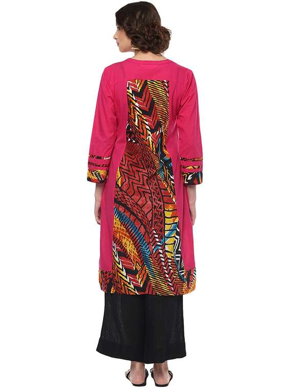 women printed three quarter sleeve a-line kurta - 21742959 - Standard Image - 2