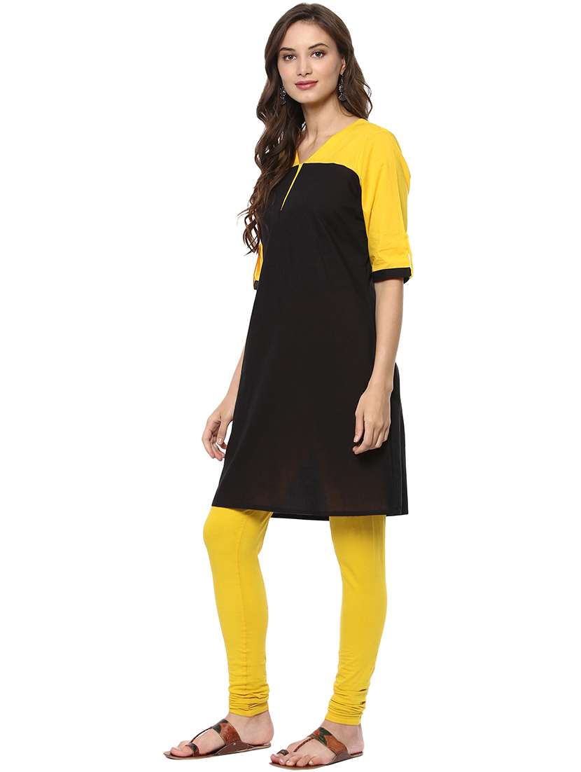 women color block v-neck kurta - 21742960 - Standard Image - 2