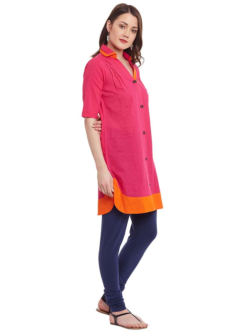 women color block collared neck kurta - 21742963 - Standard Image - 2