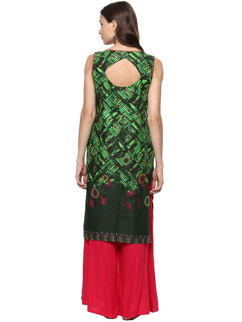 women printed round neck kurta - 21742977 - Standard Image - 2
