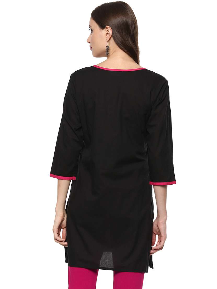 women black solid a-line kurti - 21743004 - Standard Image - 2