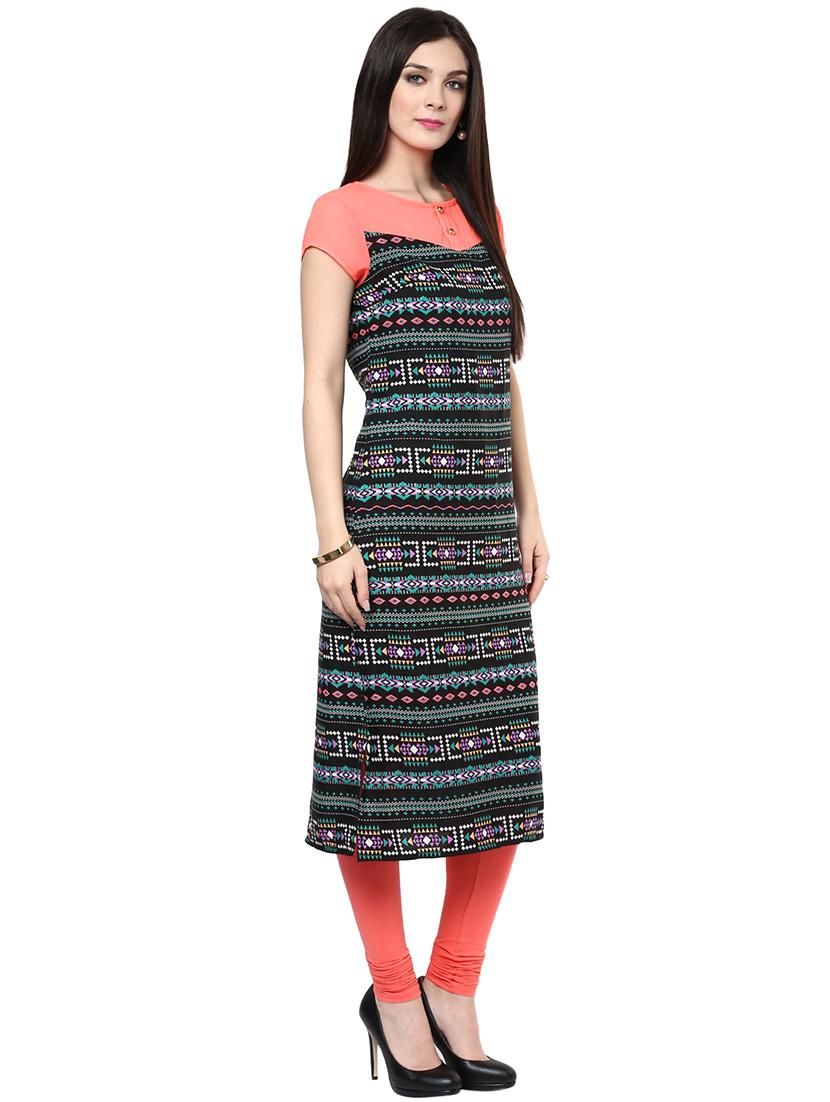 women printed round neck kurta - 21743043 - Standard Image - 2
