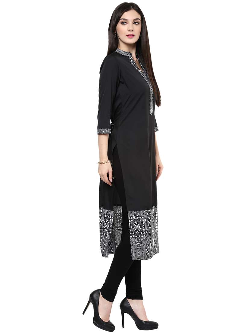 women black placement print straight kurta - 21743047 - Standard Image - 2