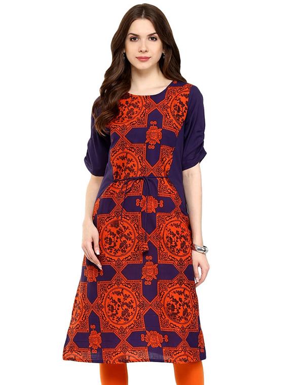 women printed round neck kurta - 21743048 -  Zoom Image - 0