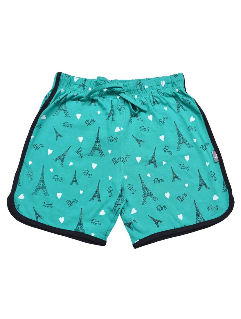 girls printed mid rise shorts