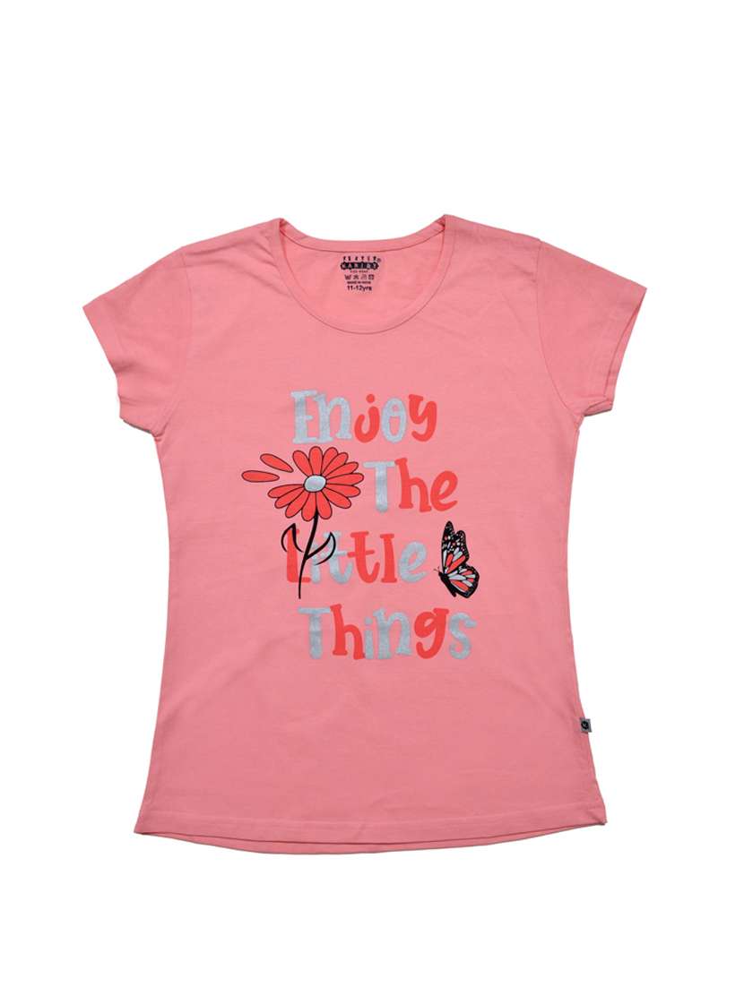 girls printed round neck tee